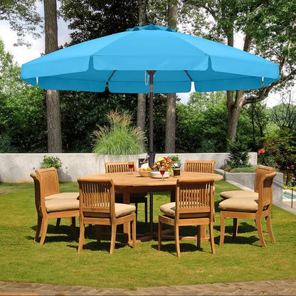 ABCCANOPY 9ft Patio Umbrella 9ft, Outdoor Table Umbrella with Push Button Tilt and Crank, 8 Ribs Umbrella for Patio Pool Garden Deck (Turquoise)