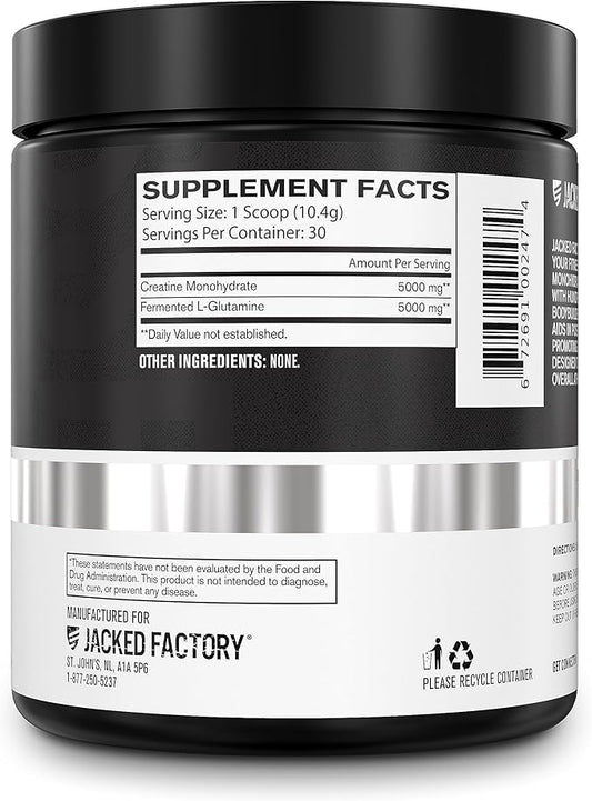 Creatine + Glutamine - Creatine Supplement with L-Glutamine for Muscle Recovery, Muscle Growth, Increased Strength, Enhanced Energy Output, and Gut Health - 30 Servings, Unflavored