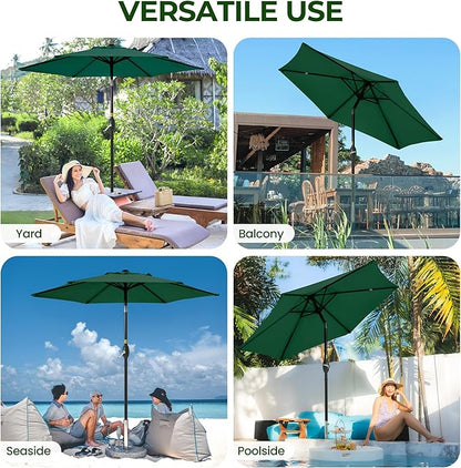 SUNVIVI OUTDOOR 7.5' Outdoor Patio Umbrella, Patio Umbrella, Market Umbrella, Metal Pole Umbrella with Push Button Tilt and Crank, 6 Ribs, Polyester Canopy