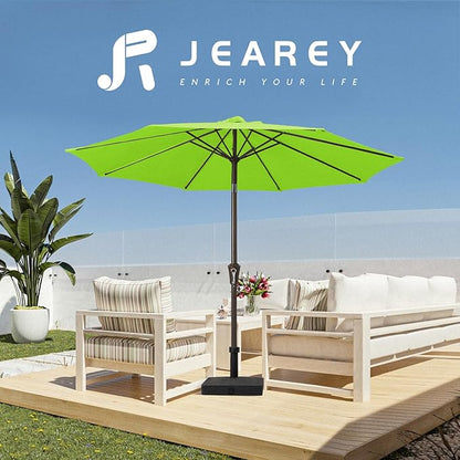 JEAREY 10FT Outdoor Patio Umbrella Outdoor Table Umbrella with Push Button Tilt and Crank, Market Umbrella 8 Sturdy Ribs UV Protection Waterproof for Pool, Garden (Apple Green)