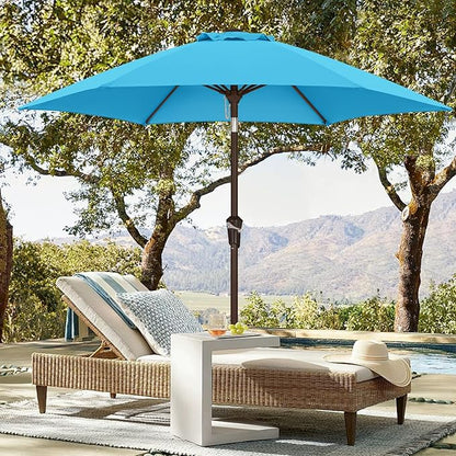 ABCCANOPY Patio Umbrella 7.5ft, Outdoor Table Umbrella with Push Button Tilt and Crank, 6 Ribs Umbrella for Patio Pool Garden Deck Aquamarine