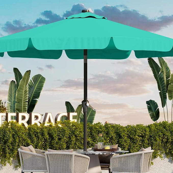 10FT Patio Umbrella Table Market Umbrella w/Tilt and Crank Outdoor Umbrellas for Garden, Deck, Backyard, Pool and Beach, Cerulean