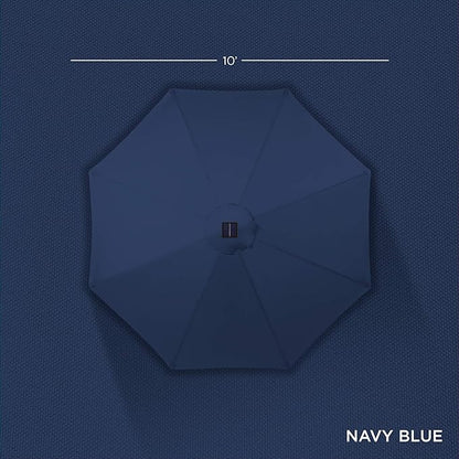Best Choice Products 10ft Solar Polyester LED Lighted Patio Umbrella w/Tilt Adjustment and UV-Resistant Fabric - Navy Blue