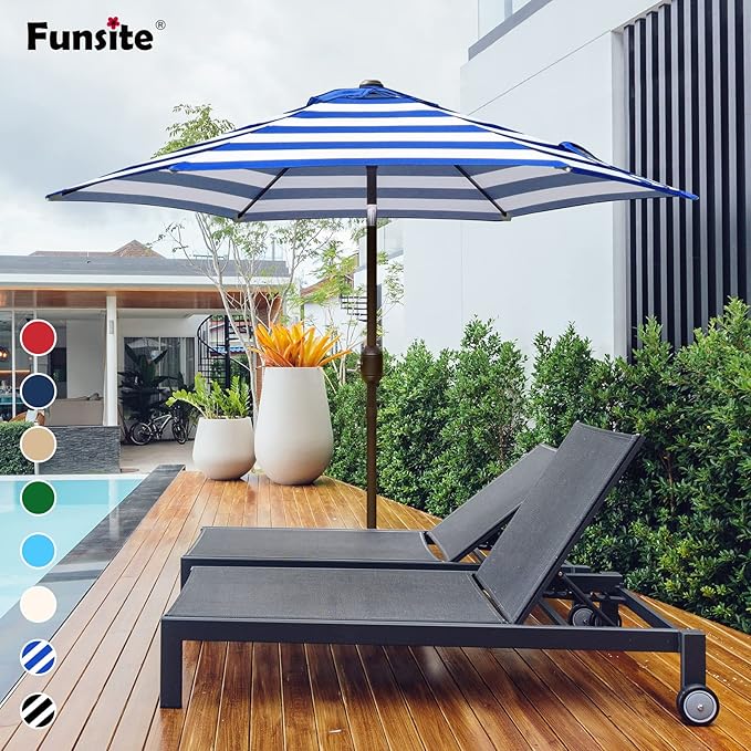 7.5Ft/9Ft Patio Umbrella, UV Protect Pool Umbrella with Heavy Duty Pole,Outdoor Umbrella with Push Botton Tilt & Crank