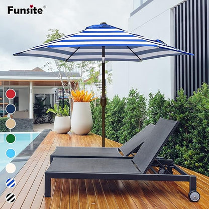 7.5Ft/9Ft Patio Umbrella, UV Protect Pool Umbrella with Heavy Duty Pole,Outdoor Umbrella with Push Botton Tilt & Crank