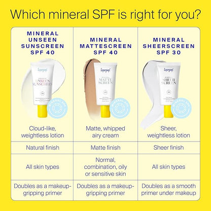 Supergoop! Mineral Sheerscreen SPF 30 PA+++, 0.5 fl oz - 100% Mineral, Broad Spectrum Face Sunscreen + Primer + Helps Filter Blue Light - Satin Finish - For All Skin Types