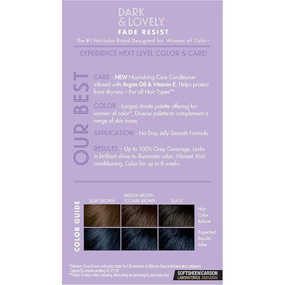 SoftSheen-Carson Dark and Lovely Fade Resist Rich Conditioning Hair Color, Permanent Hair Color, Up To 100 percent Gray Coverage, Brilliant Shine with Argan Oil and Vitamin E, Midnight Blue