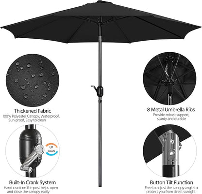 Yaheetech Patio Umbrella, 10FT Outdoor Table Umbrella Market Umbrella with Push Button Tilt and Crank, Heavy-Duty Yard Umbrella with 8 Sturdy Ribs for Garden, Deck, Backyard, Pool