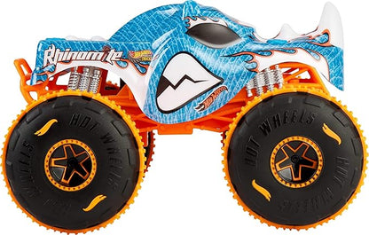 Hot Wheels RC Monster Trucks Rhinomite in 1:24 Scale, Remote-Control Toy Truck, All-Terrain Capabilities with Grip Action Tires, Full-Function RC
