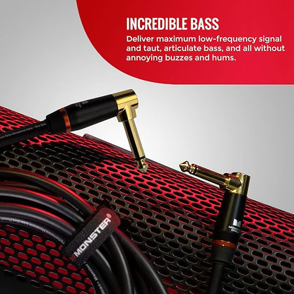 Monster Prolink Bass Guitar Cable - 8ft Right Angle to Right Angle, 95% Copper Braided Shield