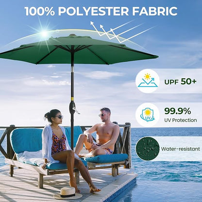SUNVIVI OUTDOOR 7.5' Outdoor Patio Umbrella, Patio Umbrella, Market Umbrella, Metal Pole Umbrella with Push Button Tilt and Crank, 6 Ribs, Polyester Canopy
