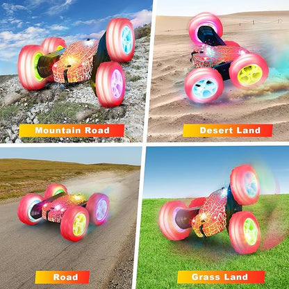 Remote Control Car, RC Cars Toys, 2.4GHz 4WD Fast RC Car Kids Toys Double Sided 360° Rotating Monster Truck Toys for Girls RC Truck Toy Cars for Boys