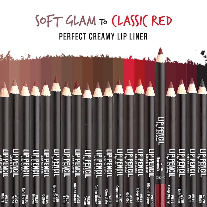 Professional Slim Lip Pencil, Creamy Soft Lip Liner, Smooth Long-Lasting Rich Lip Color, Natural Lip Makeup, Water-Resistant Lip Crayon (Burgundy)
