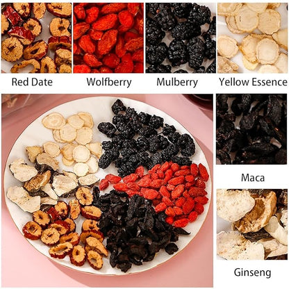 Te Renal Herbal,Ginseng Five Treasure Tea,Te Renal Herbal Para RiñOnes,Ginseng Kidney Tea Wubao Tea,Organic Kidney Cleanse Chinese Herbal Red Ginseng Tea For Men Women (2Bag(50pcs))