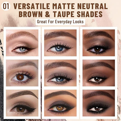 2PCS 6 Colors Mini Naked Eyeshadow Palette Makeup with Brush Set Neutral Nude Eye Shadow Brown & Olive-colored Matte Shimmer Make Up Pallet with Mirror Highly Pigmented Travel Size Gift Kit