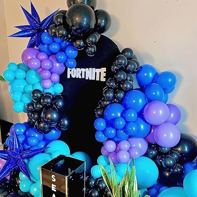 Black and Green Balloons, 60PCS Teal Blue Green Purple Video Game Balloons, Black Purple Blue Balloon for Man Video Game Baby Shower Birthday Monsters Theme Boys Game Night Party Decorations Supplies