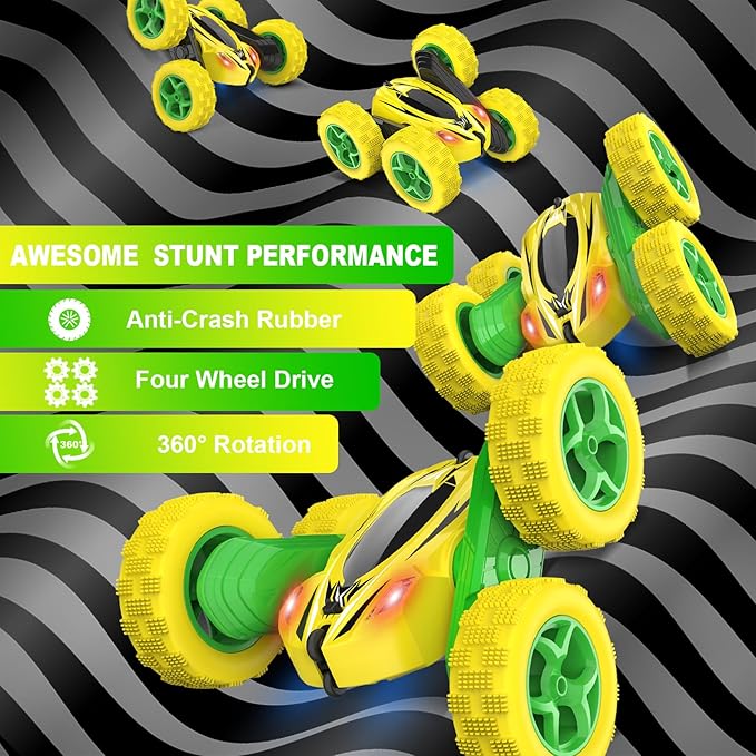 Remote Control Car, RC Cars Toys, 2.4GHz 4WD Fast RC Car Kids Toys Double Sided 360° Rotating Monster Truck Toys for Girls RC Truck Toy Cars for Boys