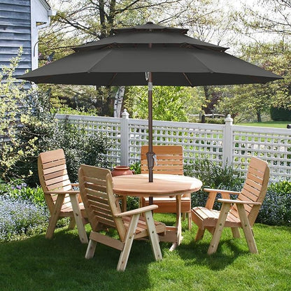 ABCCANOPY Patio Umbrellas 3 Tiers 9FT (Dark Gray)