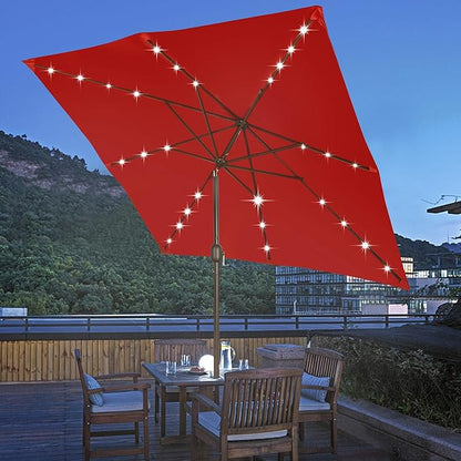 Blissun Rectangular Patio Umbrella, Table Market Umbrella with Tilt and Crank, Outdoor Umbrella for Garden, Deck, Backyard, Pool and Beach