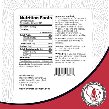 Dairyland American Ginseng Slices - 16 oz Pack Wisconsin Ginseng Slices - Authentic American Ginseng - Non-GMO, Gluten Free Ginseng Root Slices - Use This Herbal Supplement in Soup, Tea, Congee