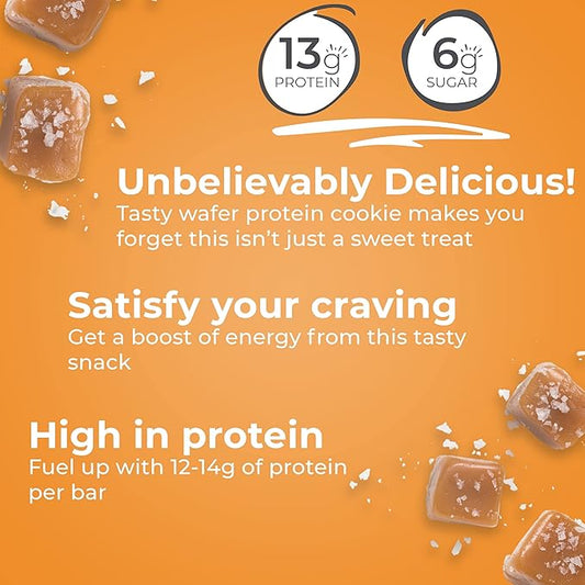 Power Crunch Protein Wafer Bars, High Protein Snacks with Delicious Taste, Salted Caramel, 1.4 Ounce (12 Count) (Pack of 2)