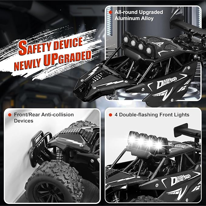 Remote Control Car RC Cars Xmas Gifts, 2.4GHz High Speed 20KM/H Remote Control Car with LED Headlight and Rechargeable Battery, 4X4 Off Road Monster Truck Toys Gift for Boys Age 4-7 8-12