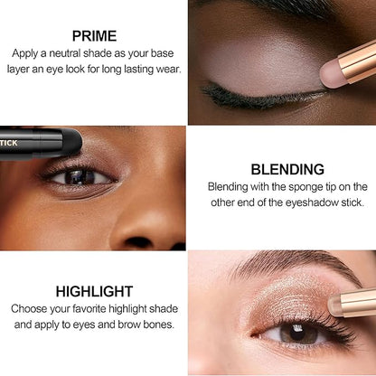 FV Cream Shimmer Eyeshadow Stick，Long Lasting & Waterproof, Multi-Use & High Pigment Eyeshadow Makeup Stick, Smoky Grey Shimmer