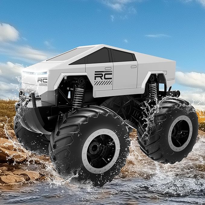 GoBang 1:16 Waterproof Rc Cars Cyber Toy Monster Truck Toys Amphibious Remote Control Car 4WD All Terrain Off-Road Trucks Pickup for 6 7 8 9 10 11 12 Year Old Boys Girls Gifts Presents