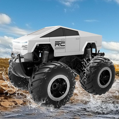 GoBang 1:16 Waterproof Rc Cars Cyber Toy Monster Truck Toys Amphibious Remote Control Car 4WD All Terrain Off-Road Trucks Pickup for 6 7 8 9 10 11 12 Year Old Boys Girls Gifts Presents