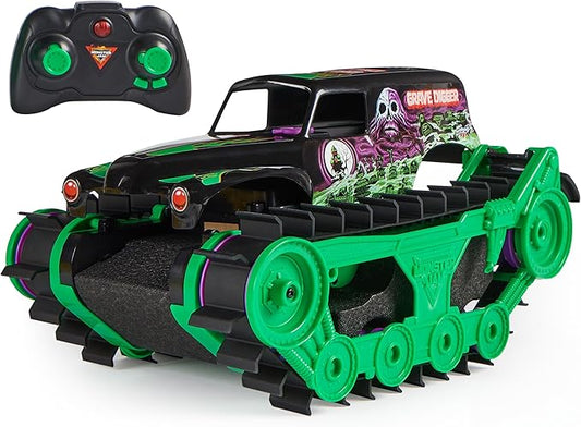 Monster Jam, Official Grave Digger Trax All-Terrain Remote Control Outdoor Vehicle, 1:15 Scale, Kids Toys for Boys and Girls Ages 4 and up