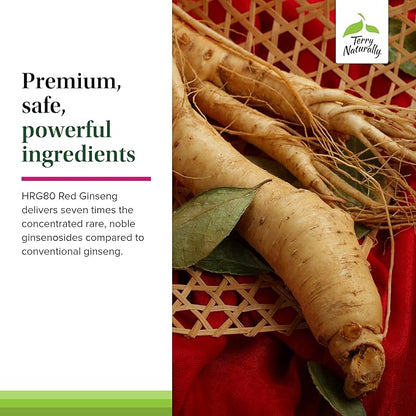 Terry Naturally HRG80 Red Ginseng Female Sexual Enhancement - Dietary Supplement for Circulation, Endurance & Energy Support - Vitality Support with Ashwagandha, Red Ginseng & Zinc - 48 Capsules