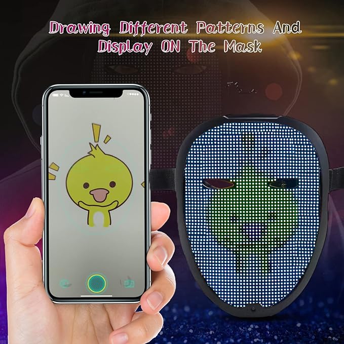 brookhaus Led Mask, Bluetooth App Controlled Halloween Masks, Luminous Mask for Adults, Light up Costumes Masks