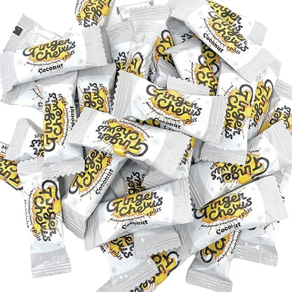 Fusion Select 2Lb Coconut Ginger Chews - Sweet Soft Candied Delights From Indonesia - Promotes Relief From Morning Sickness, Upset Stomach - Made from Real Ginger Root, Non-GMO, Vegan Candy