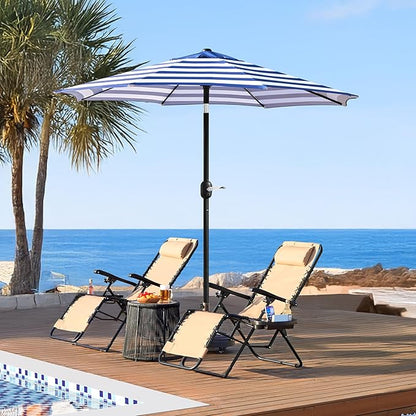 Yaheetech 9FT Outdoor Patio Umbrella, Outdoor Table Umbrella with Push Button Tilt and Crank?Market Umbrella with 8 Sturdy Ribs UV Protection Waterproof for Garden, Deck, Backyard, Pool