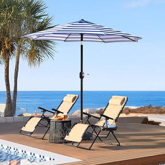 Yaheetech 9FT Outdoor Patio Umbrella, Outdoor Table Umbrella with Push Button Tilt and Crank?Market Umbrella with 8 Sturdy Ribs UV Protection Waterproof for Garden, Deck, Backyard, Pool