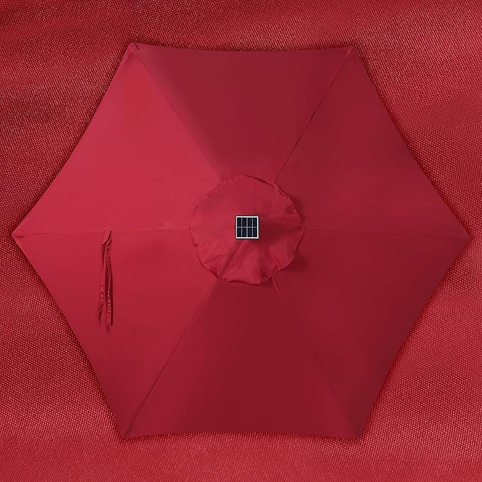 Blissun 7.5 ft Solar Umbrella, 18 LED Lighted Patio Umbrella, Table Market Umbrella