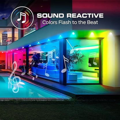 Monster Smart Permanent Outdoor Lights, 50ft, 36 LED Eaves Lights, RGB+IC+WW, Weather & Water Resistant, App & Voice Control, Compatible with Alexa and Google, for Halloween, Christmas & Year-Round