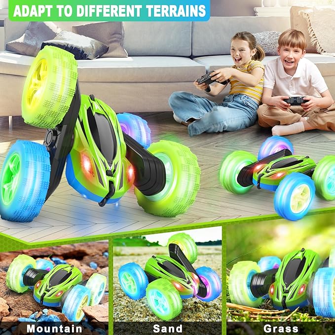 Remote Control Car, RC Cars Toys, 2.4GHz 4WD Fast RC Car with Double Sided 360° Rotation Kids Toys Monster Truck Toys for Girls RC Truck Toy Cars for Boys