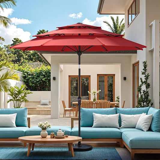 Patio Umbrellas, Pool Umbrella, Outdoor Umbrella with Push Button Tilt/Crank, Deck Umbrellas, Market Umbrela Table for Backyard, Deck, Garden, Pool