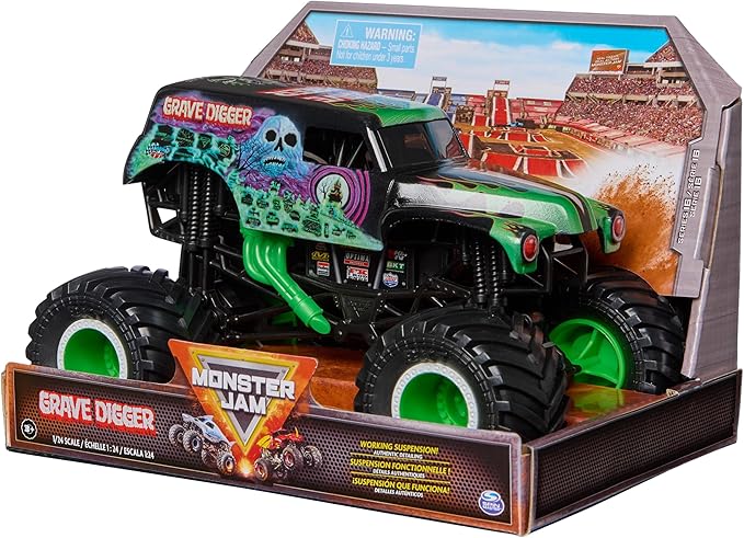 Monster Jam, Official Grave Digger Monster Truck, Collector Die-Cast Vehicle, 1:24 Scale, Kids Toys for Boys Ages 3 and up