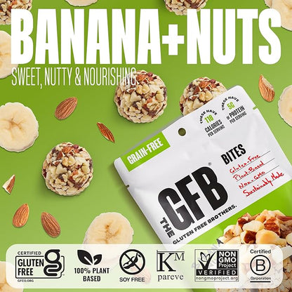 The Gluten Free Brothers Grain Free Banana Nut Bites – Grain Free Protein Balls – Non GMO, Soy Free, Vegan – Paleo Friendly Snack Size Plant Based Protein Energy Balls, 4 Oz (6 Count)