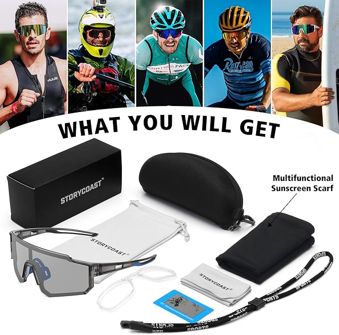 STORYCOAST Polarized Sports Sunglasses for Men Women,Driving Fishing Cycling Mountain Bike Sunglasses UV400 Protection