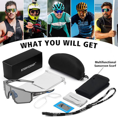 STORYCOAST Polarized Sports Sunglasses for Men Women,Driving Fishing Cycling Mountain Bike Sunglasses UV400 Protection