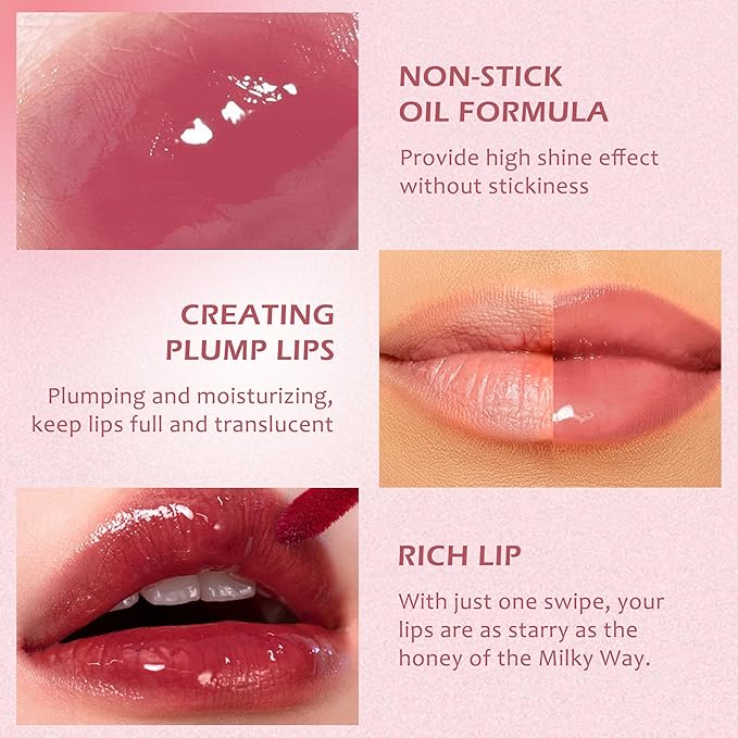 Juicy Lip Plumping Gloss, Tinted Lip Gloss Lip Plumper, Hydrating Moisturizing Lip Tint Stain, Highly Pigmented Shine Glossy Lip Oil, Long-Lasting Lip Gloss For Women Girls Dry Lip Care-04#