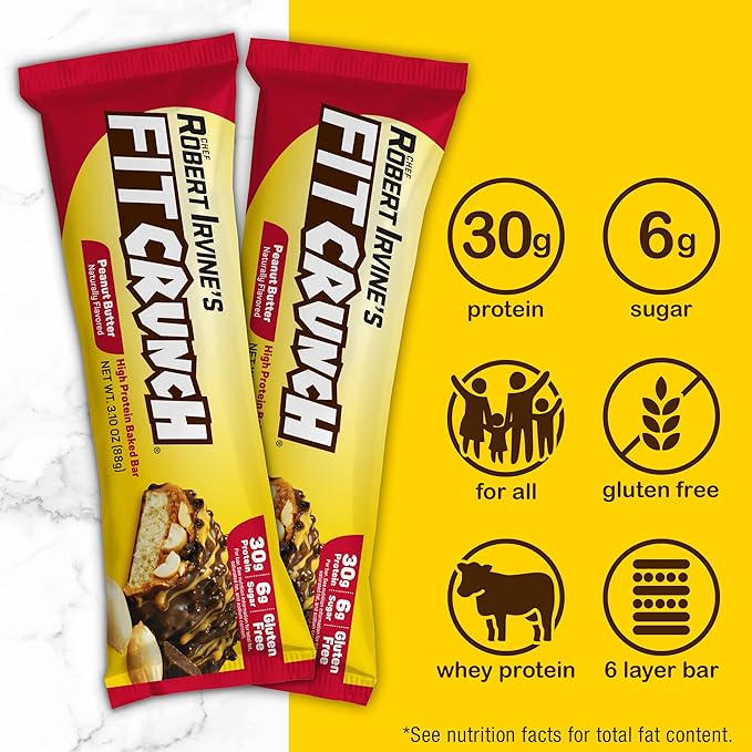 FITCRUNCH Full Size Protein Bars, 6-Layer Baked Bar, 6g of Sugar, Gluten Free & Soft Cake Core (12 Bars, Variety Pack)