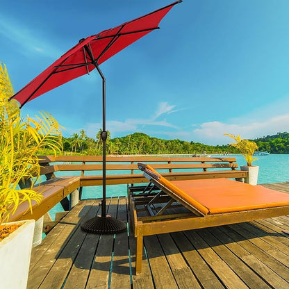 Abba Patio 9FT Lyon Outdoor Patio Umbrella Outdoor Table Umbrella with Push Button Tilt and Crank Market Umbrella 6 Sturdy Ribs UV Protection Waterproof for Garden Deck Backyard Pool，Red