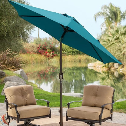 Blissun 7.5 ft Patio Umbrella, Yard Umbrella, Outdoor Market Umbrella with Push Button Tilt Crank (Cerulean)