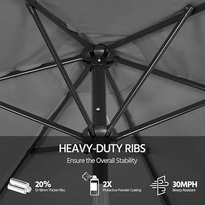 Yaheetech Patio Umbrella, 7.5FT Outdoor Table Market Umbrella with Push Button Tilt and Crank & Sturdy Ribs UV Protection for Garden, Deck, Backyard, Pool, Gray