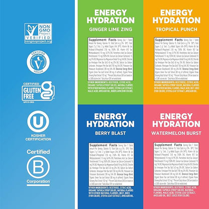 Nuun Energy Electrolyte Tablets with Ginseng, Caffeine from Green Tea Extract, Vitamin B12, B6, B5, Magnesium & 4 Other Electrolytes, Gluten Free & Vegan, Mixed Flavors, 4 Pack (40 Servings Total)