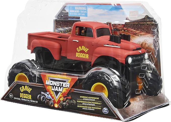 Monster Jam, Official Grave Digger Retro Monster Truck, Collector Die-Cast Vehicle, 1:24 Scale, Kids Toys for Boys Ages 3 and up